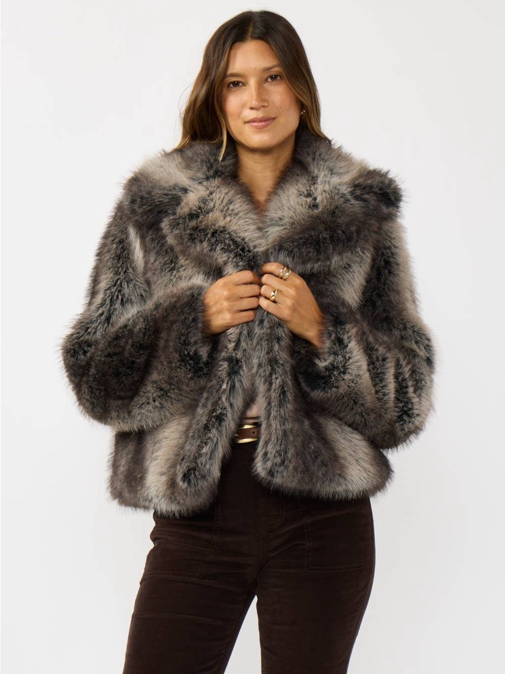 Charcoal Ombre Faux Fur Jacket
